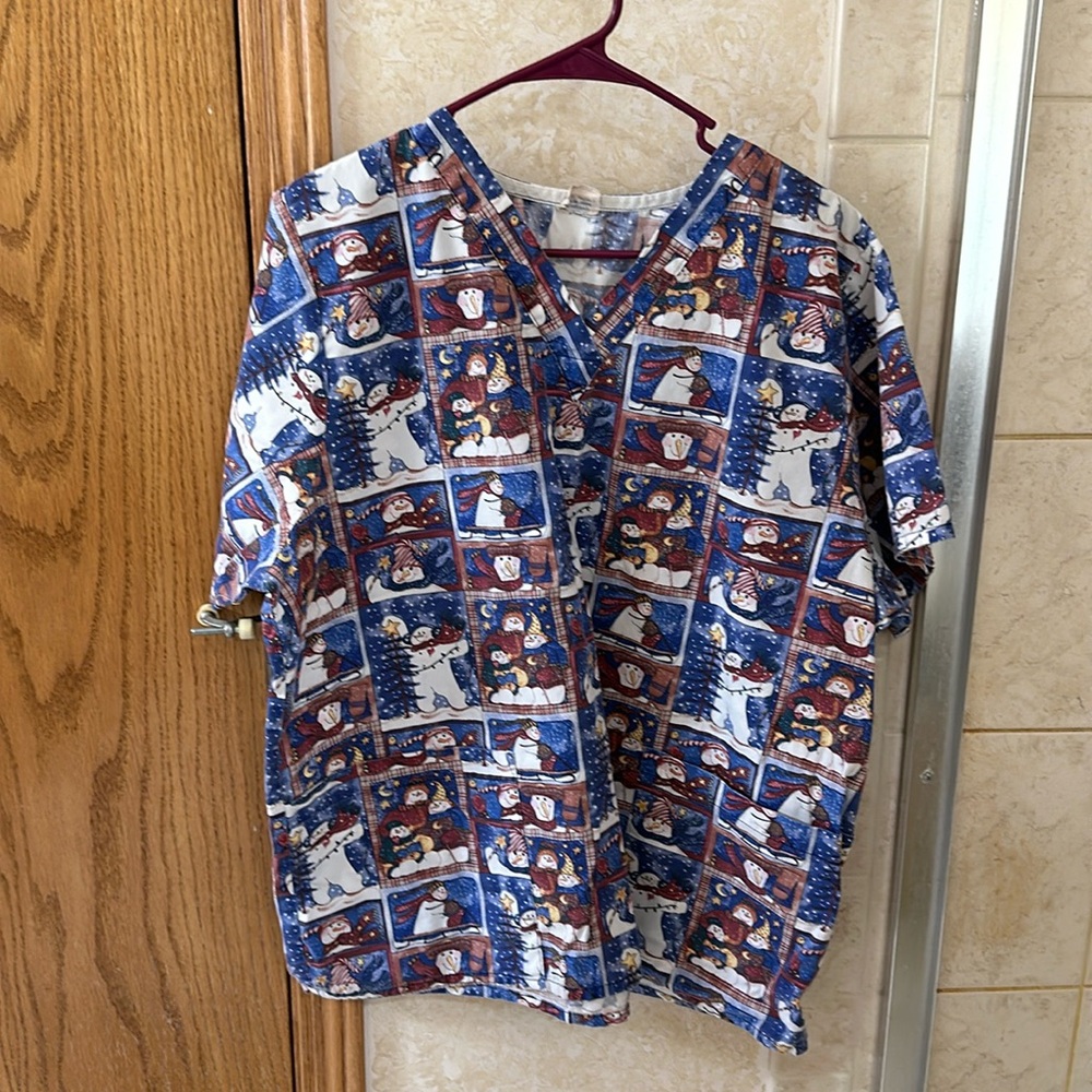 Christmas scrub top